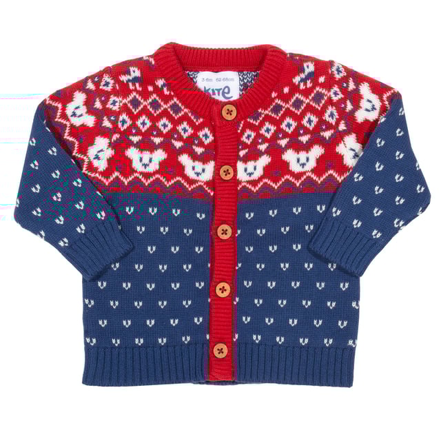 A simply gorgeous knitted layer that offers both comfort and style and is the perfect winter cardigan for your little one. In our midweight knit with a beautiful red and cream Fair Isle design around the yoke, this fab layer with coconut buttons is so snug and versatile it will be worn again and again.