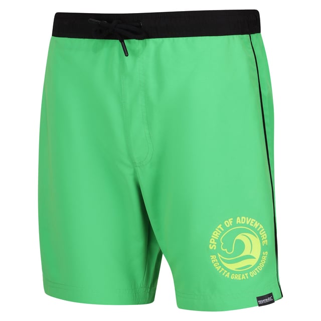 100% Polyester. Lining: Mesh. Fabric: Microfibre. Design: Colour Block, Logo, Printed, Text. Pockets: 1 Back Pocket, Flap Closure, 1 Security Pocket, Inner. Fastening: Pull-On. Branded Tab. Fabric Technology: Quick Dry, UV Protection. Waistline: Drawcord, Elasticated. Sustainability: Made from Recycled Materials. Sun Rating: UPF 40+.
