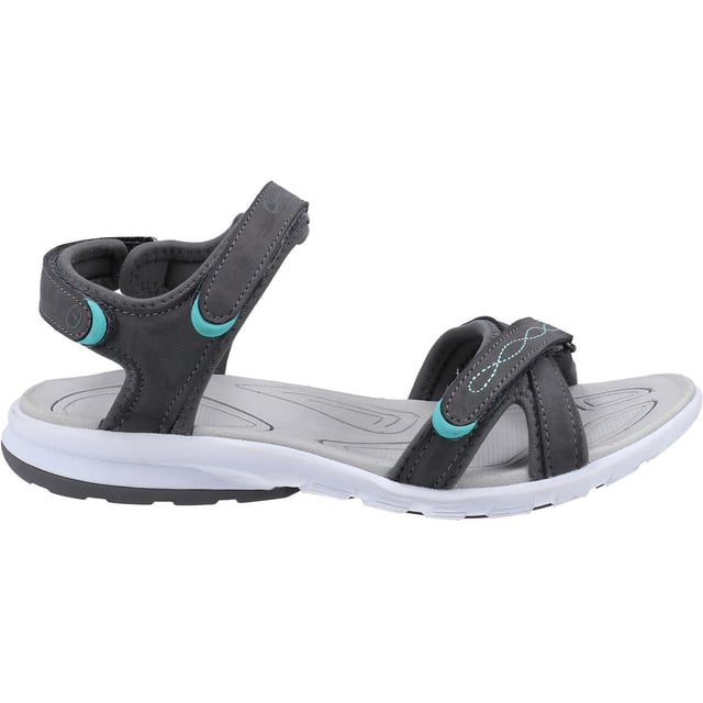 Women's summer walking leisure shoe from Cotswold. Whiteshill is crafted with lightweight recycled uppers, double touch fastening straps and for a secure fit. Lightweight recycled EVA footbed and sole