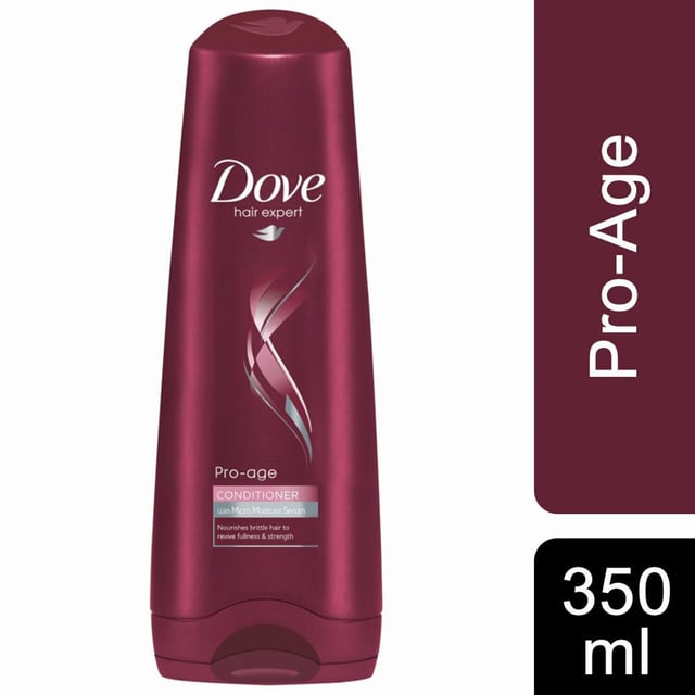 Dove Pro-Age Shampoo and Conditioner is specifically designed to treat the needs of ageing hair, helping to restore fullness and strength. It works by helping to moisturise hair from deep within the strands, giving you the appearance of younger-looking, thicker hair. Suitable for daily use, it instantly detangles wet hair, leaving it easier to manage after every wash. Ageing hair can result in the appearance of brittle, thinning hair in women but with the right shampoo and conditioner, you can get the appearance of stronger hair that looks fuller. Dove Pro-Age Shampoo and Conditioner has been specially formulated to bring back your hair's strength and to give weak hair the appearance of fullness and body. As part of the Dove Nutritive Solutions range, its unique formula contains Micro Moisture Serum which helps moisturise hair from deep within. It restores brittle, dry hair to make it stronger, thicker and fuller-looking. It's also gentle enough to use as part of your daily hair care routine - great if you want to know how to get thicker hair.