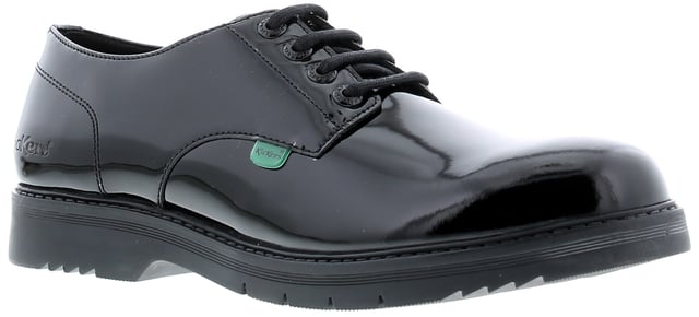 Womens Kickers Finley Lace Up Patent Shoes in black.- Premium leather upper.- Lace fastening.- Sole designed to be durable and long-lasting. - Sleek patent finish.- Embossed Kickers heel logo and iconic coloured tabs.- Leather upper  Textile lining  Synthetic sole. - Ref: 116234
