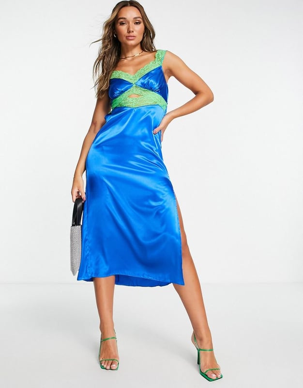 Topshop lace back clearance satin slip dress