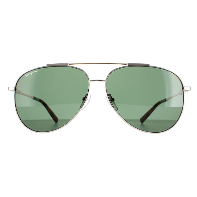 Salvatore Ferragamo Aviator Unisex Gold Tortoise Green SF265S  Salvatore Ferragamo are a aviator style crafted from lightweight metal. A double bridge design, silicone nose pads and plastic temple tips ensure all day comfort. The Ferragamo logo is engraved in the slender temples for brand authenticity.