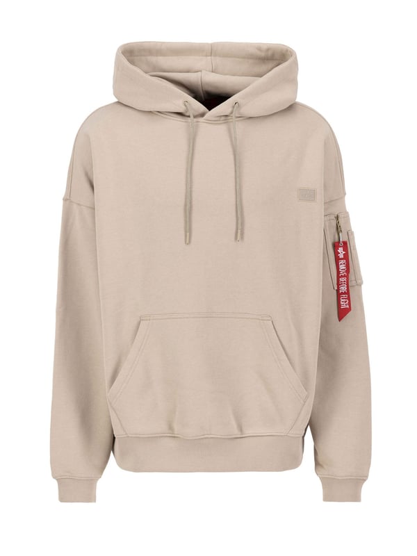 Alpha Industries Essentials RL Hoody. Kangaroo pocket. Utility Pocket with RBF Tag. Woven 3D Alpha logo rubber label