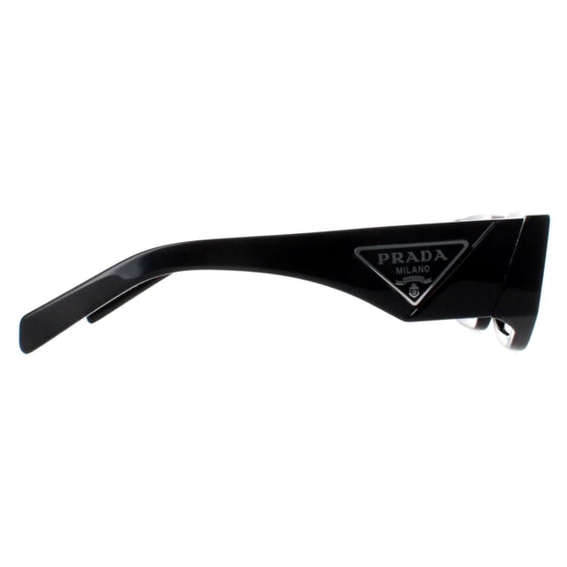 Prada Rectangle Unisex Black Dark Grey PR09ZS  Sunglasses are a sleek rectangle frame meticulously crafted from premium acetate, ensuring durability and comfort. The iconic Prada logo graces the temples, a mark of refined luxury. Offering both style and practicality, the lenses provide superb UV protection alongside exceptional clarity, making them the perfect companion for sunny escapades or everyday wear.