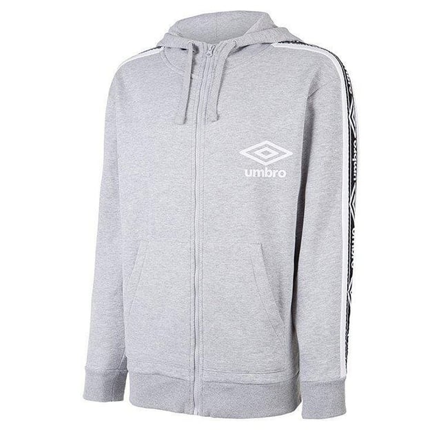 The Umbro Long Sleeve Men's Taped Hoodie Track Jacket is a versatile and stylish outerwear piece that combines the comfort of a hoodie with the sporty design of a track jacket. This hoodie track jacket is perfect for casual outings, sports activities, or simply lounging in style.

Featuring a long-sleeve design, this jacket provides extra coverage and warmth during cooler days. The hoodie adds a casual and relaxed vibe, while the track jacket elements contribute to its sporty appeal.

Crafted from high-quality materials, this hoodie track jacket offers a comfortable and cozy feel. The fabric provides a balance of warmth and breathability, making it suitable for a range of weather conditions. It is perfect for layering over a t-shirt or wearing on its own.

The jacket features a full-zip front closure, allowing for easy on and off and adjustable ventilation. The hood provides additional protection against the elements, while the ribbed cuffs and hem ensure a secure and snug fit.

One of the standout features of this track jacket is the taped detailing along the sleeves. The tape accents add a touch of style and visual interest, elevating the overall design. The Umbro logo is subtly placed on the chest, representing the brand's commitment to quality and authenticity.

Whether you're heading to the gym, going for a jog, or simply running errands, the Umbro Long Sleeve Men's Taped Hoodie Track Jacket is a versatile choice. Its combination of comfort, style, and functionality makes it an essential addition to your wardrobe, allowing you to sport a fashionable and sporty look with ease.