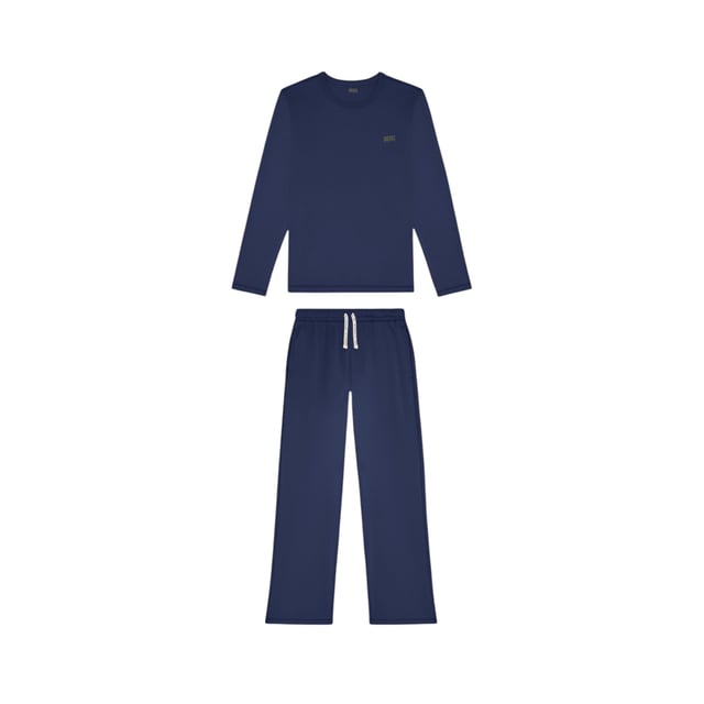 Diesel Men's Pyjama Set
Style Name: UMSET ARAMIS
Style Code: 0THAU
100% Cotton 
Made In India
Regular Fit
Brand Logo
Solid Logo
Crew Neck 
Long Sleeve T-Shirt
Side Slit Hem Line
Adjustable Drawstring With Pyjama
Full Set (Top And Botton)
Size: S-XL
Colour: Navy Blue
Machine Wash (Please See The Instruction Before Wash)