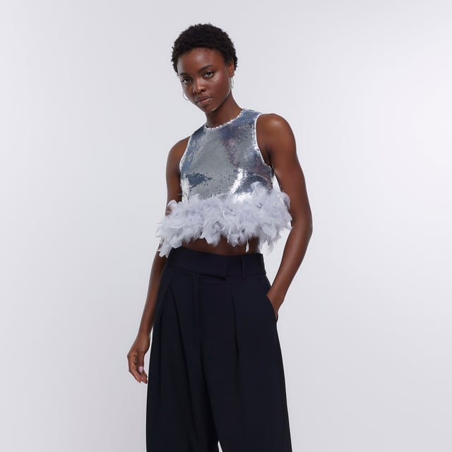 Feather skirt river island discount