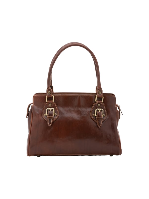 Damenhandtasche mit Reißverschluss. zwei Innentaschen mit Reißverschluss. fehlende Außentaschen. fehlender Schultergurt. im Ledergriff. zwei Innenfächer.  Außenmaterial. Innen mit Baumwolle gefüttert. Maße: 24x36x12 cm. Hergestellt in Italien