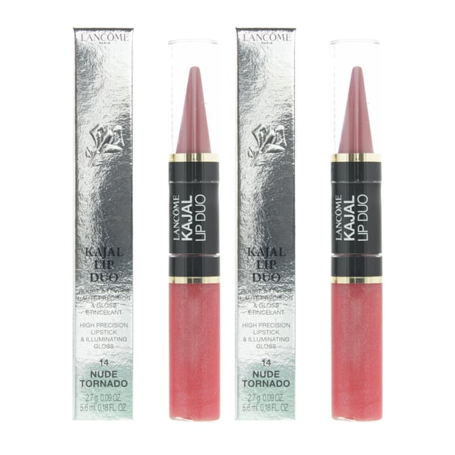 Lancôme Lip Kajal Duo is designed to ultra define and contour lips with a glossy effect. On one side, a Kajal coned-tip lipstick helps you define and precisely fill in your lips. On the other side, a non-sticky gloss for a finishing shine.