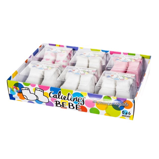 Pack of 6 Le Petit Garçon socks.
 - Star print.
 - Polka dot print.
 - Striped print.
 Made for babies 0-6 months.
 Anti-pressure cuffs.
 Composition: 73% Cotton, 18% Polyester, 7% Nylon, 2% Elastane
 Care:
- Wash maximum at 40ºC.
 - Do not iron.
 - It is not allowed to use a dryer.
 - Do not use bleach.
 - Does not support dry cleaning.