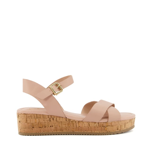 Dune Ladies Lani Crossover Strap Cork Wedge Sandals