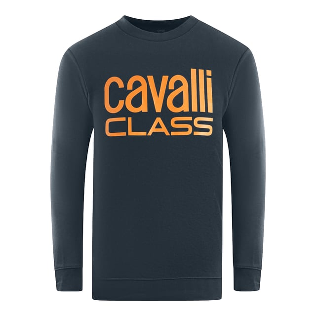 Sudadera Cavalli Class con logotipo de marca en azul marino. Sé la envidia de la multitud con este suéter de logotipo de impresión Cavalli Class en azul marino. Muestra tu amor por el estilo y la moda con el llamativo logotipo de la marca. Déjate destacar con esta elegante prenda. Cuello, puños y cintura elásticos, sudadera Cavalli Class en azul marino. 60% algodón, 40% poliéster. Corte regular, talla real. Código de estilo: RXT65C CF062 04926.