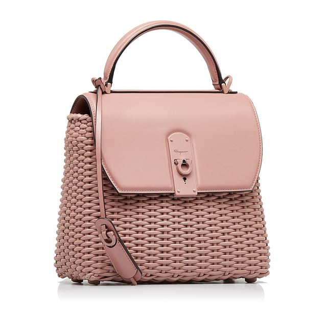 Vintage Ferragamo Gancini Wicker Boxyz Satchel Pink