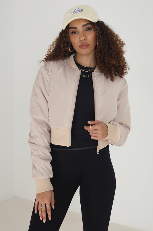 Stone Arlona Cropped Bomber Jacket