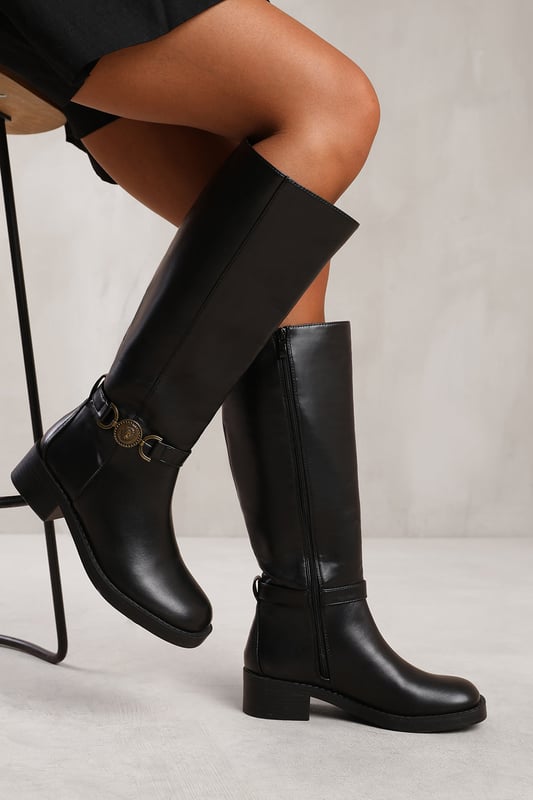 Wheres That From Womens 'Osana' Below Knee Boot With Gold Buckle