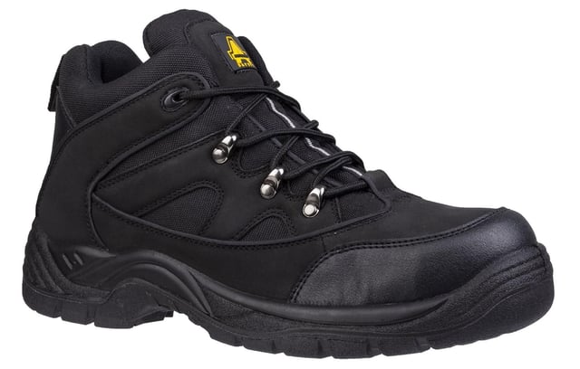 Introducing our lightweight, vegan-friendly safety boots, perfect for both vegans and vegetarians. Designed to meet industrial standards, these boots feature a 200J steel toe cap and a steel midsole for superior protection.
The upper is crafted from non-leather microfiber, synthetic PU, and breathable mesh, ensuring a comfortable fit. With impact and compression resistance from the 200 Joule steel toe cap and a penetration-resistant steel midsole, your feet will be well protected.
The padded collar and tongue provide added support and comfort, while the easy-change pull-on loop makes them convenient to wear. A scuff cap helps protect the toe cap from abrasions and general wear.
These boots boast a lightweight and flexible dual-density polyurethane outsole, conforming to European EN ISO 20345:2011 SBP SRC safety footwear standards.
- Synthetic Upper
- Lace Closer
- Steel Toe Cap
- Lightweight Design
- Padded heel and ankle collar
- Heel pull tab for easy on / off wear
- Toe bumper for added protection
- Durable rubber outsole
- Amblers branding