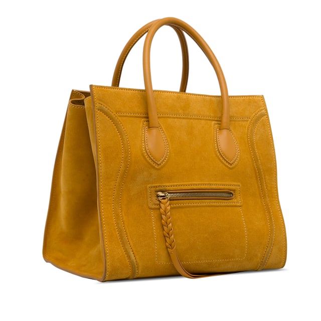 Vintage Celine Medium Suede Phantom Luggage Tote Yellow
