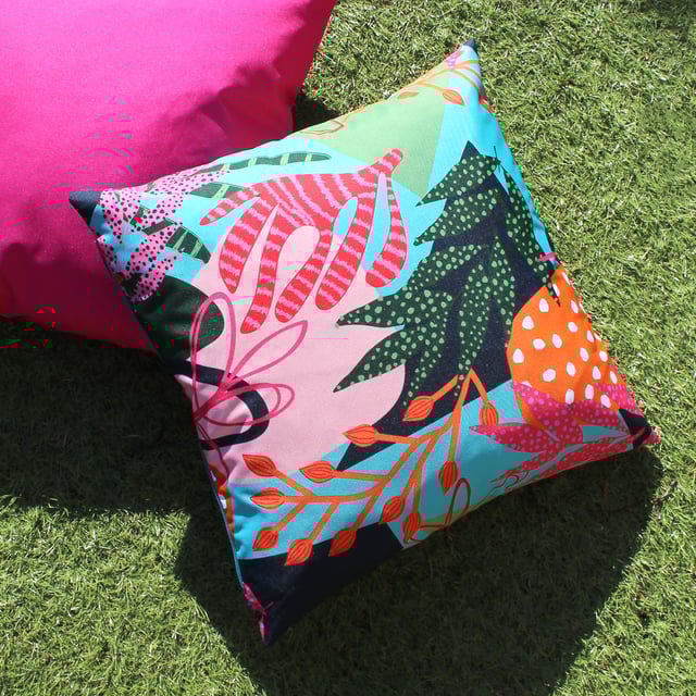 Bold, brave, vivid, the Coralina outdoor cushion would make a statement in any outdoor space, mix with other printed accessories and bold colours to emphasise the maximalist vibe, or layer up with neutrals to make a statement.