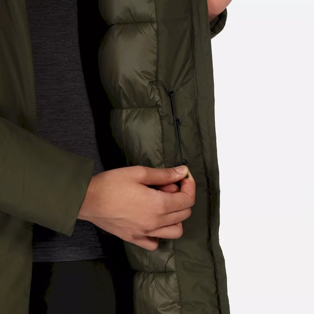Material: 100% Polyester. Filling: Feather-Free. Lining: Polyamide, Quilted. Fabric: Stretch. Design: Logo, Plain. Fabric Technology: Breathable, DWR Finish, Heavyweight, High Warmth, Isotex 8000, Waterproof, Windproof. Insulated, Taped Seams. Neckline: Hooded, Zip Neck. Cuff: Inner Ribbed. Sleeve-Type: Long-Sleeved. Hood Features: Concealed Toggle Adjuster, Grown On Hood. Length: Hip Length. Pockets: 2 Patch Pockets. Fastening: Full Zip, Stud. 8000g/m¬≤/24hrs. Sustainability: 0% Animal Ingredients, Cruelty Free, Made from Recycled Materials. Waistline: Adjustable, Drawcord.