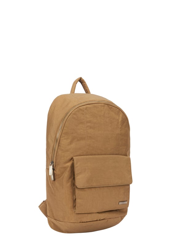 The Zip Around Nylon Backpack is the go-to bag for everyday essentials. The classic silhouette is cut in our signature nylon featuring a flap over zip pocket to the front. Inside features a 15” padded laptop sleeve with additional internal pockets for organised storage. Features: , Zip top opening, Front flap over zip pocket, Rear zip pocket, SMITH & CANOVA antique brass logo, Branded antique brass zips, Padded grab handle, Adjustable padded backpack straps, Internal 15 inch padded laptop sleeve, Internal zip pocket, 2 Internal mobile phone slip pockets - fits normal and plus size smart phones, 2 Internal pen slip pockets Style Ref: 92681 TAN
