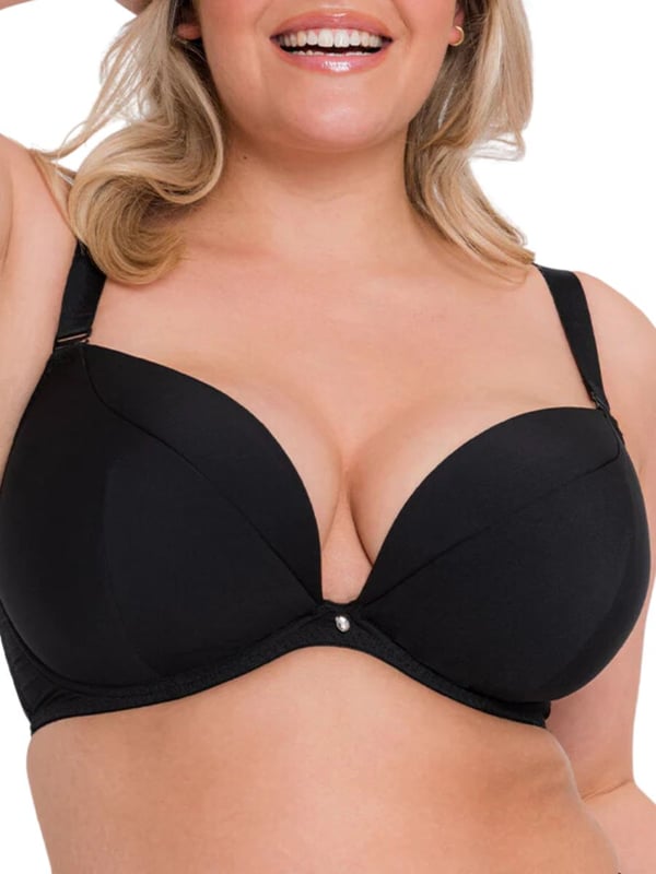 Curvy Kate Superplunge Multiway Plunge Bra. With a detachable strap and multiple wearing options ( racerback, halterneck and standard). The product is recommended for hand wash only.