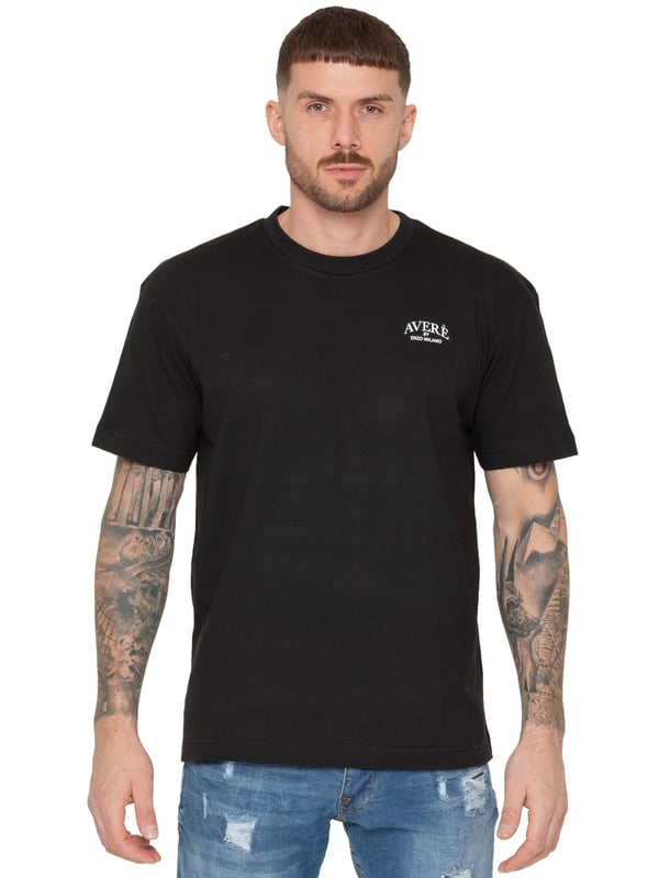 Introducing the Averè by Enzo Milano Oversized T-shirt. Crafted for both style and comfort, this T-shirt features a relaxed fit, ideal for everyday wear. The front displays a subtle Averè logo on the chest, while the back boasts a bold, large-scale Averè branding with "Enzo Milano" text, giving it a contemporary and trendy vibe. Made from soft, breathable fabric, this loose fit, crew neck t-shirt is perfect for pairing with jeans or shorts, offering an effortlessly casual yet stylish look. Ideal for those seeking comfort with a fashionable edge