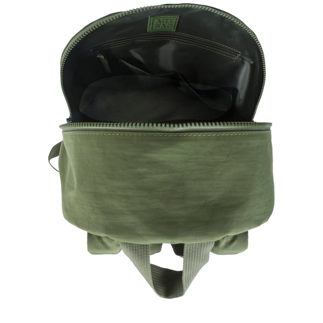 Our medium-sized backpack made in our Contore nylon fabric. This lightweight backpack has plenty of internal space as well as an external front single pocket and internal laptop sleeve (fits 13 inch Macbook Pro) for you to organise all your essentials. It's stylish design is discreet and adaptable enough to style with any outfit. The perfect bag for your every day commute or casual day-trip. Features: , Water Resistant, 13 inch padded laptop sleeve, Zip top opening to main compartment, Single front zip pocket with webbing loops, Internal zip pocket for smaller valuables, 2 Internal mobile phone slip pockets - Fits normal and plus size smart phones, 3 Internal pen slip pockets, ARTSAC seal of approval rubberised patch logo, Ergonomic contoured back panel, Adjustable padded backpack straps, Top grab handle, Medium model Style Ref: 52007 KHAKI