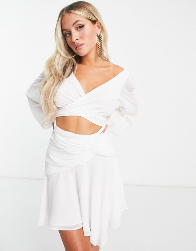 Forever New Petite cut out mini dress in white