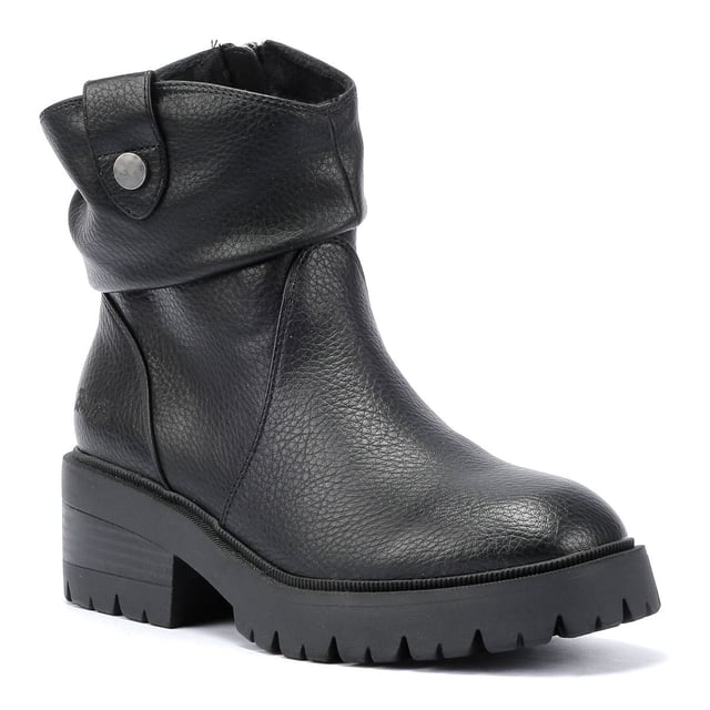 Step out in style with these western-inspired mid-calf boots, featuring a sleek faux-leather upper and convenient side zip fastening for effortless wear. Designed with a trendy lug platform sole and a 2-inch stacked heel. These chic and durable vegan boots offer the perfect combination of comfort and eco-friendly fashion.