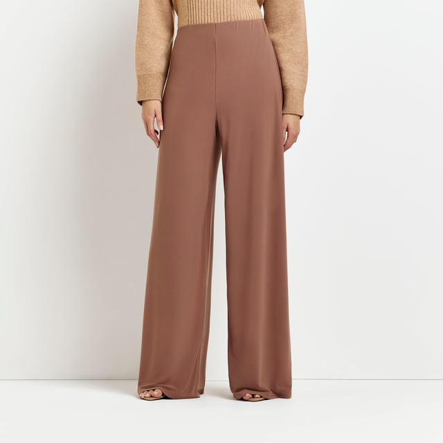 River Island Womens Trousers Brown Wide Leg Palazzo Pants