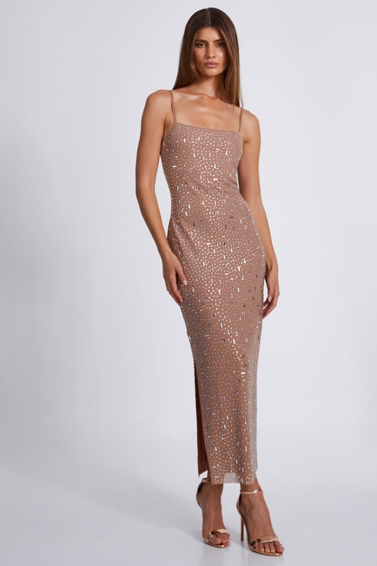- Diamante embellished - Square neckline - Bodycon fit - Cami straps - Model height: 5'9" - Model wears uk 8 / us 4 / eur 36 - Always check the care wash label - Cool hand wash with mild detergent
