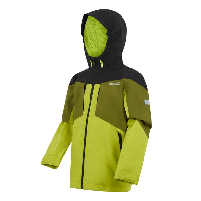 100% Recycled Polyester. Lining: Mesh. Design: Contrast, Logo. 165gsm. Fabric Technology: Breathable, Isotex 15000, Stretch, Taped Seam, Water Repellent. 360 Degree Reflection. Cuff: Adjustable. Neckline: High Collar, Hooded. Sleeve-Type: Long-Sleeved, Taffeta Lined. Hood Features: Grown On Hood. Pockets: 2 Chest Pockets, Zip, 2 Lower Pockets. Fastening: Full Zip. 10000g/m²/24hrs. Hem: Shockcord Hem. 7-8 Years: 26 in. 13 Years: 32 in. 9-10 Years: 28.5 in. 5-6 Years: 24 in. 11-12 Years: 31 in. 3-4 Years: 22.5 in. 14 Years: 33 in. 15-16 Years: 36 in.