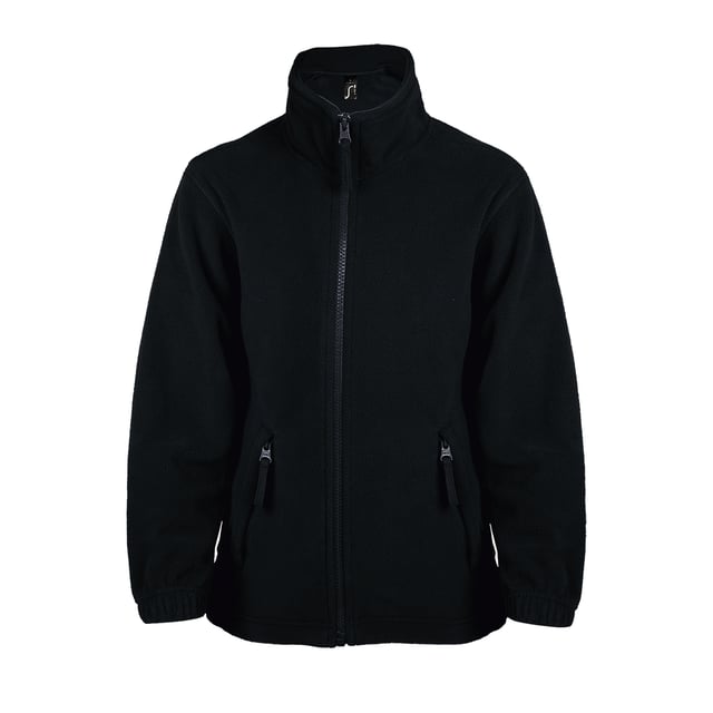 Pill resistant. High density. Unlined. Taped back neck. Collar high full zip. Two front zip pockets. Elasticated cuffs. Open hem with drawcord. Fabric weight: 300 gsm. Material: 100% Polyester. Size (years): 4, 6, 8, 10, 12. Height (cm): 96-104, 106-116, 118-128, 130-140, 142-152.