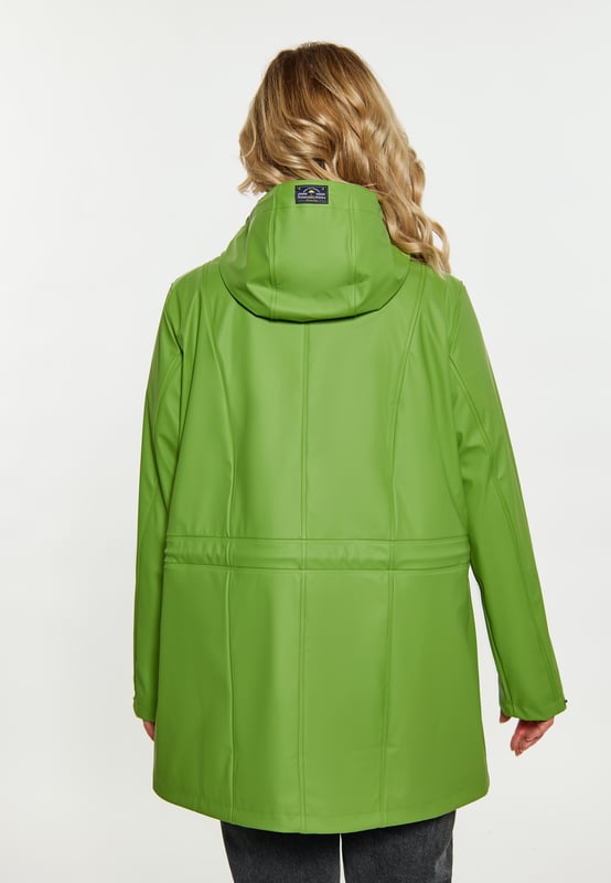 Ontdek de ultieme soepele regenjas voor je outdooravonturen. Dit stijlvolle parka-jack heeft een relaxte pasvorm, een capuchon met trekkoord en een ritssluiting aan de voorkant voor bescherming. Met een drukknoopsluiting, klepzakken en een trekkoord in de taille is hij functioneel en toch chic. Jas met hoge kraag voor extra bescherming. Gemaakt van waterdicht materiaal met gelaste naden, waterdicht tot 3000 mm. Dit artikel maakt deel uit van de Plus Size Collectie.  Ronde regenjas