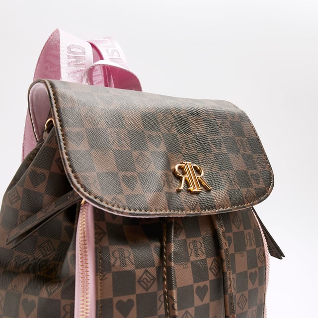 River Island Girls Backpack Brown Ri Monogram