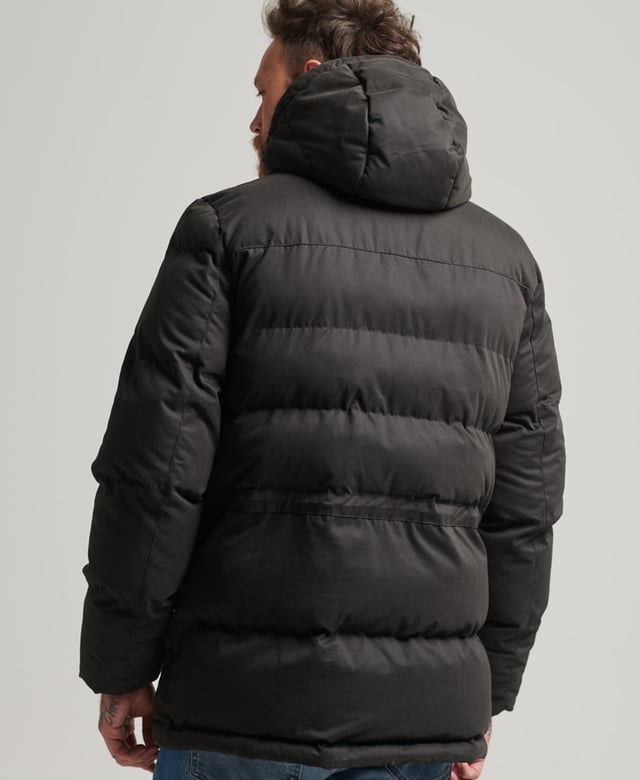 Mens superdry microfibre parka coat black shop