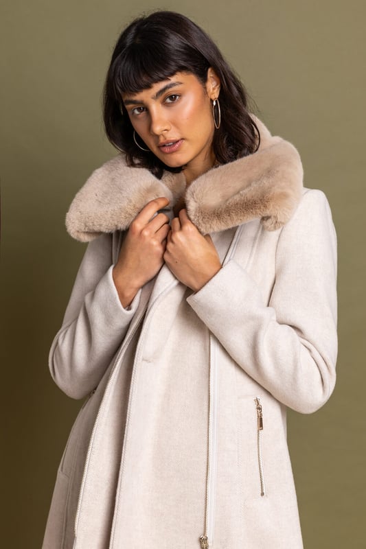 Formal Faux Fur Collar Coat