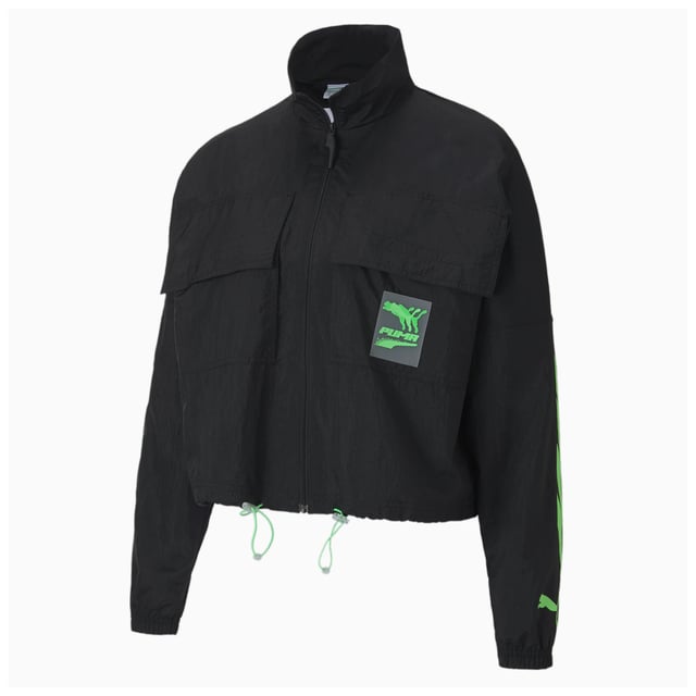 Puma Evide Woven Track Jacket Zip Up Black Womens Track Top 597770 01