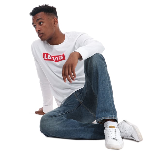 Men s Levis Relaxed Graphic Long Sleeve T Shirt in White