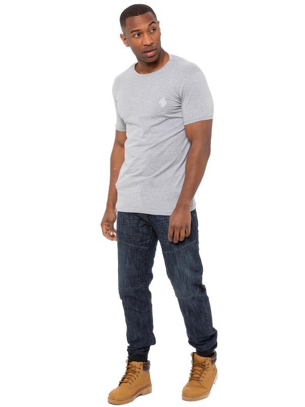 Enzo Mens Denim Cuffed Jogger Jeans Dark Blue