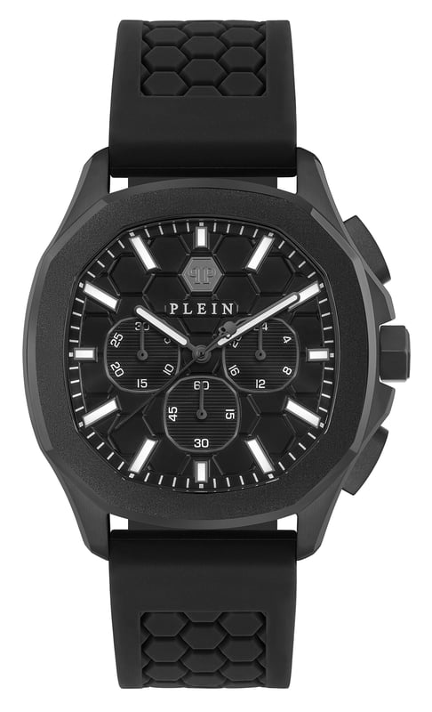 This Philipp Plein $keleton $pectre Chronograph Watch for Men is the perfect timepiece to wear or to gift. It's Black 44 mm Round case combined with the comfortable Black Silicone watch band will ensure you enjoy this stunning timepiece without any compromise. Operated by a high quality Quartz movement and water resistant to 5 bars, your watch will keep ticking.