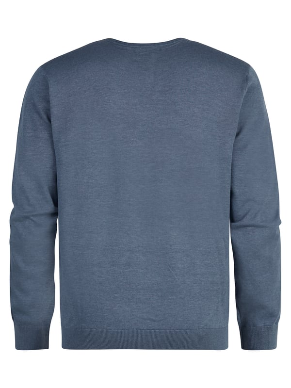 Fijngebreide trui met V-hals en ribgebreide afwerking. De trui is gemaakt van 50% katoen en 50% acryl. Verkrijgbaar in de maten 3XL tot 6XL. Fijngebreide truiPlus SizeV-hals3XL tot 6XL50% katoen, 50% acrylHet model is 196 cm lang en draagt maat 3XL