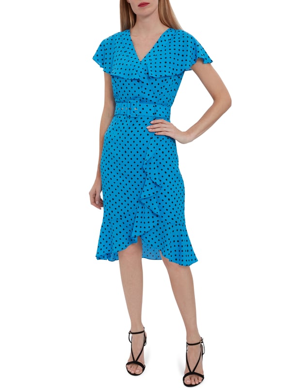 Fina Georgette Wrap Dress With Frills