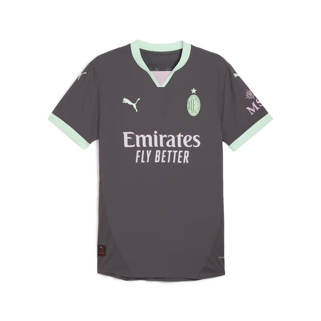 PRODUCT STORY: In the 24/25 Third Kit, a neutral base color lights up in bold accents  including monochromatic version of the club crest  to express the inherent Milanese style in a way thats both new and distinctly Rossonero, even in the absence of Rosso or Nero. Authentic jersey is what the players wear on the pitch. Its made with PUMAs ULTRAWEAVE fabric and features an athletic fit for elite-level performance.?&nbsp; FEATURES & BENEFITS: ULTRAWEAVE: Ultra-light, engineered fabric with a structured, 4-way stretch that reduces weight and friction. Built for athletes looking to increase speed and strength; dryCELL: Performance technology designed to wick moisture from the body and keep you free of sweat during exercise; Made with at least 70% recycled materials. DETAILS: Performance Fit; 78 gsm, Dobby; Crew neck; Short sleeves; As worn by the players; Official team branding.  Our model is 186 cm tall and is wearing size M UK.
