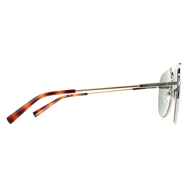 Salvatore Ferragamo Aviator Unisex Gold Tortoise Green SF265S  Salvatore Ferragamo are a aviator style crafted from lightweight metal. A double bridge design, silicone nose pads and plastic temple tips ensure all day comfort. The Ferragamo logo is engraved in the slender temples for brand authenticity.