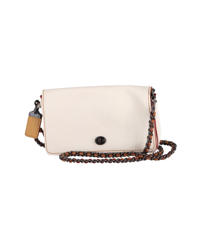 Coach Dinky Crossbody Bag in White Calfskin Leather