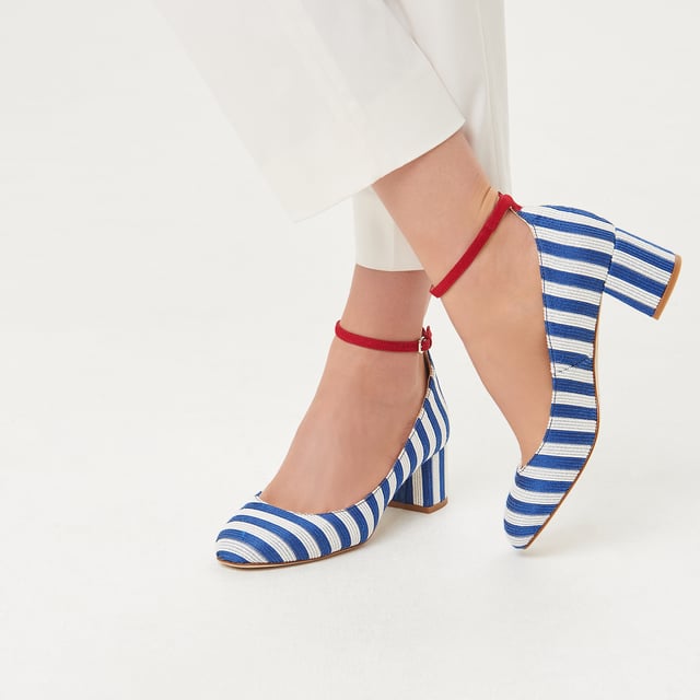 Think 'feet first' this season and let your heels do the talking with Hadley, our stunning stripped court shoes. Designed with a stylish block heel and a contrasting red ankle strap, these statement shoes are destined to make your occasion outfit pop.