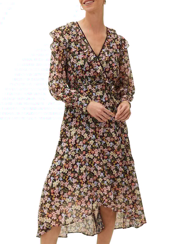 Elevate your wardrobe with the Sadie Floral Chiffon Midi Dress. It's light airy feel, elegant frill V neckline and delicate floral pattern make it the perfect choice for any occasion.