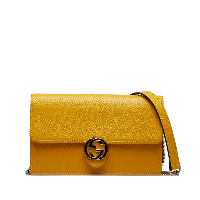 Vintage Gucci Interlocking G Dollar Wallet on Chain Yellow
